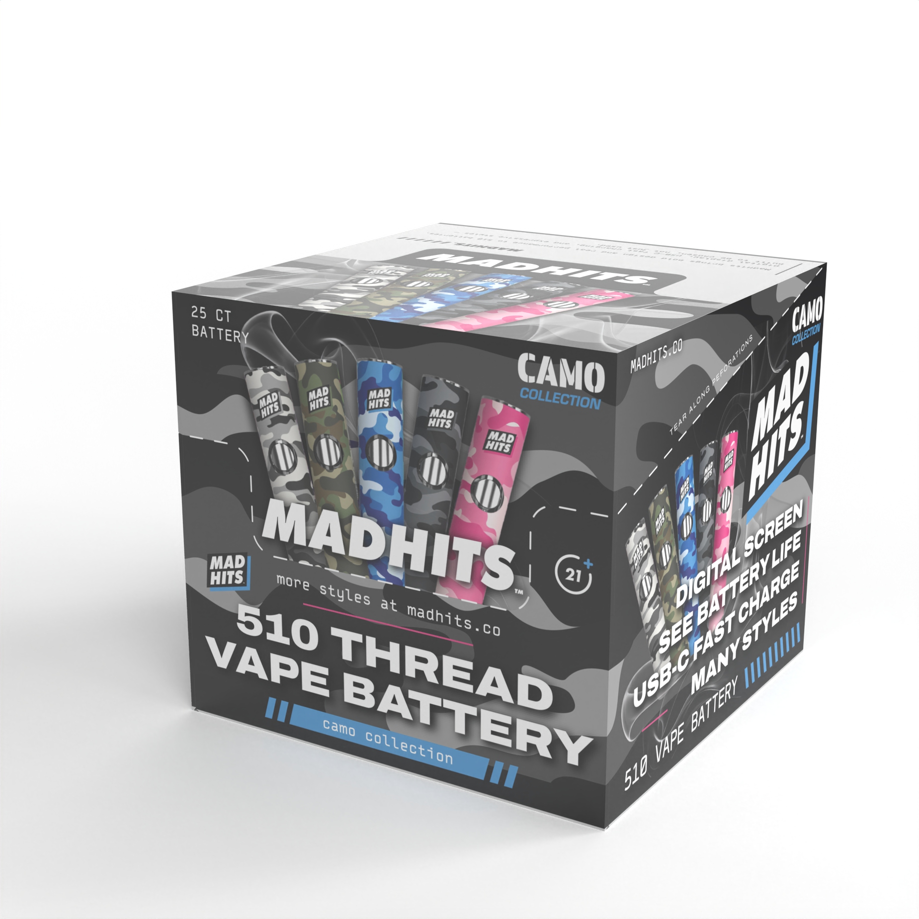 510 Thread Battery – Dope Camos 5 Designs (25ct) | USB-C Fast Charging & LED Screen - Image 4