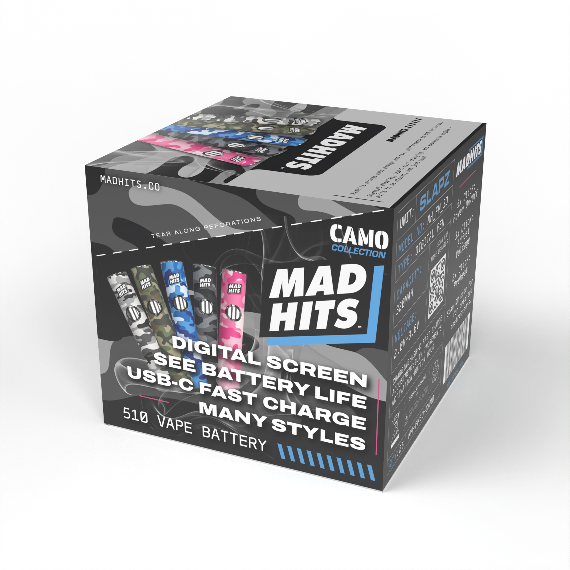 510 Thread Battery – Dope Camos 5 Designs (25ct) | USB-C Fast Charging & LED Screen - Image 5