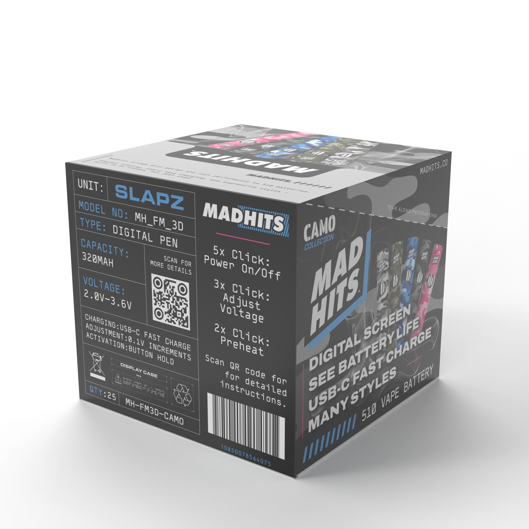 510 Thread Battery – Dope Camos 5 Designs (25ct) | USB-C Fast Charging & LED Screen - Image 6