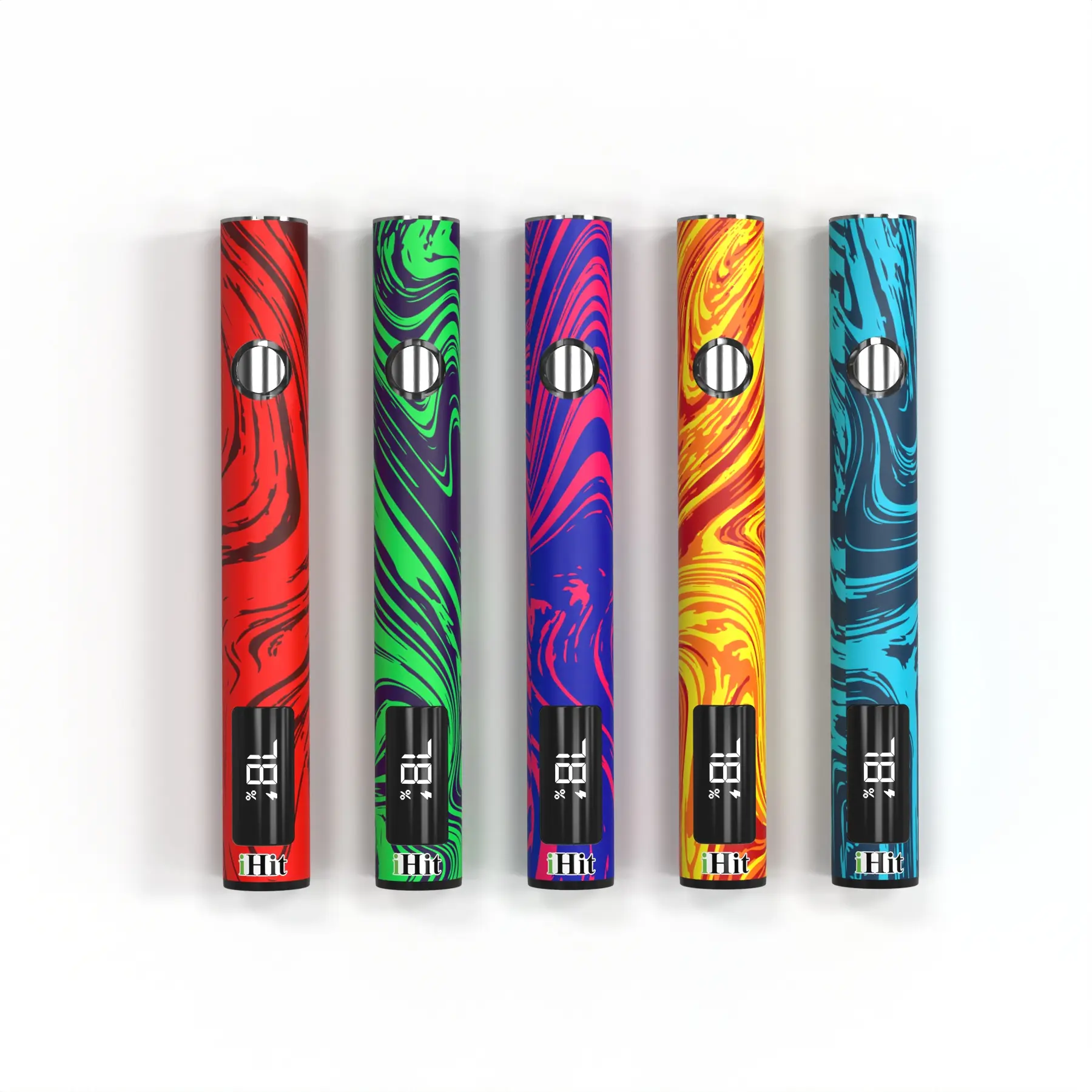 510 Thread Battery – Marble Waves 5 Designs (25ct) | USB-C Fast Charging & LED Screen