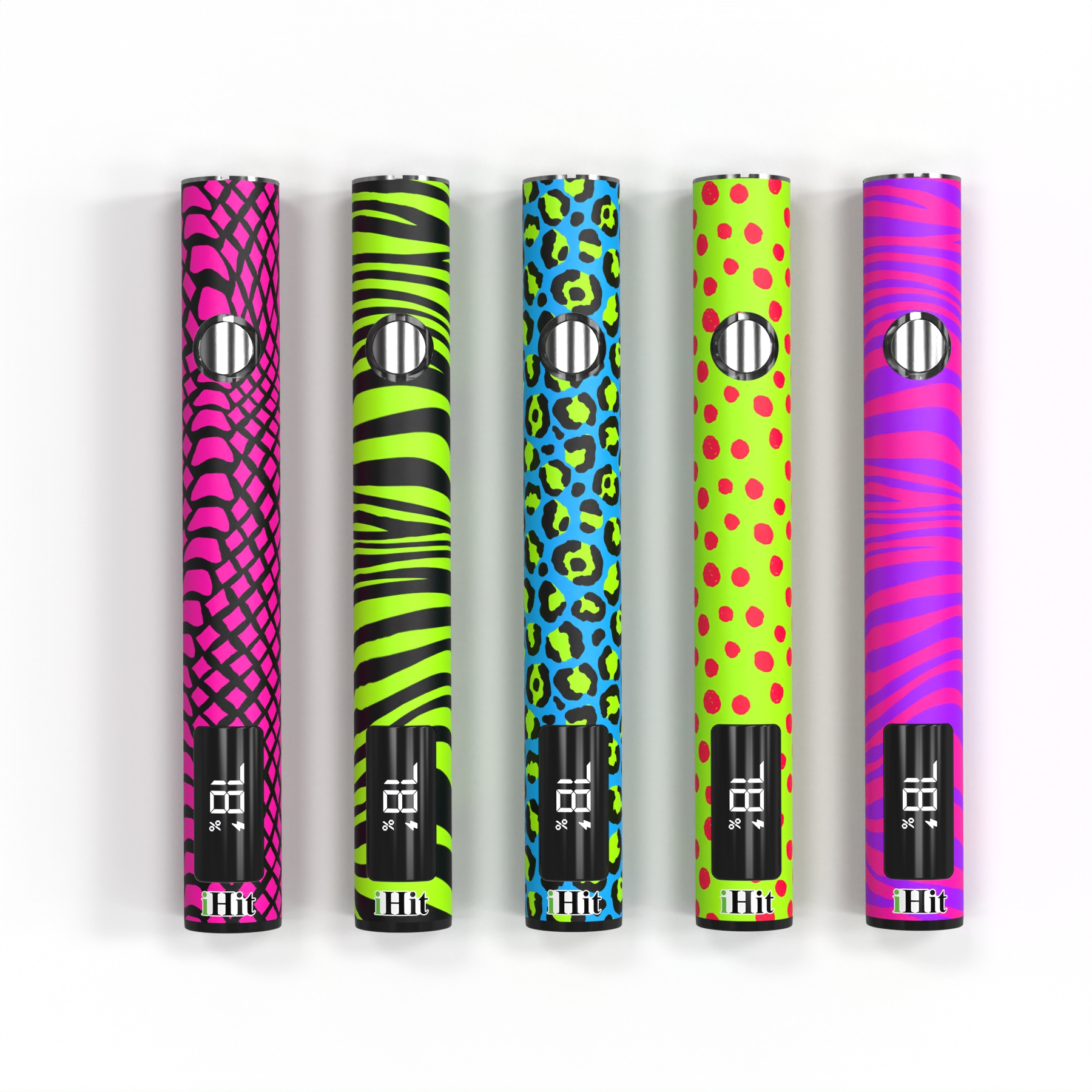 510 Thread Battery – Neon Safari 5 Designs (25ct) | USB-C Fast Charging & LED Screen