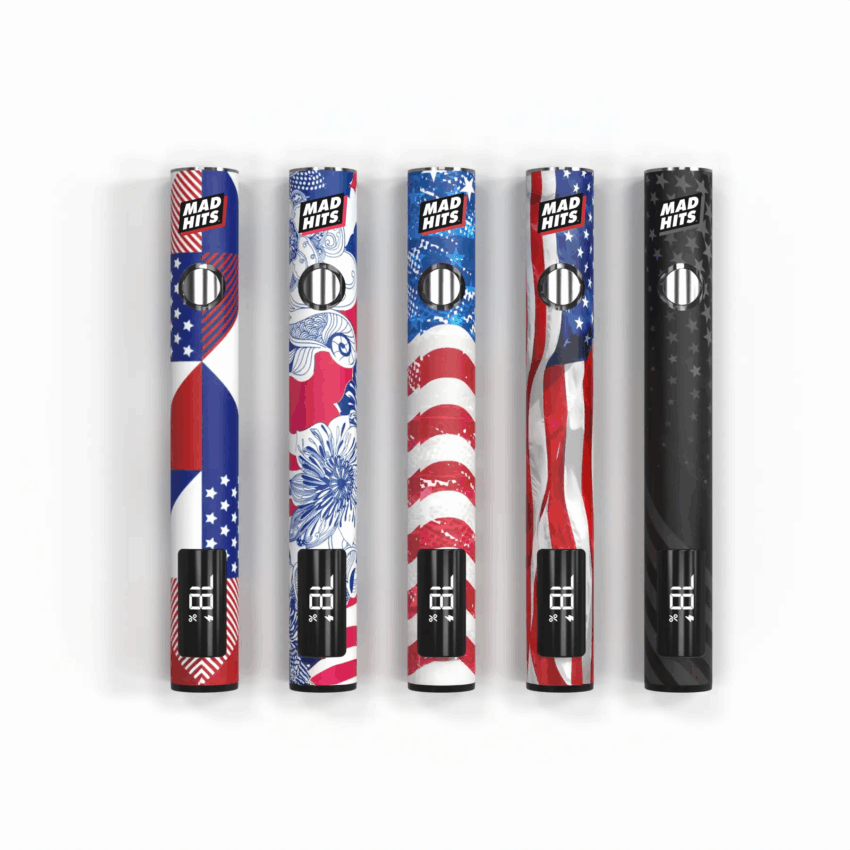 510 Vape Battery – American Flag 5 Designs (25ct) | USB-C Fast Charging & LED Screen