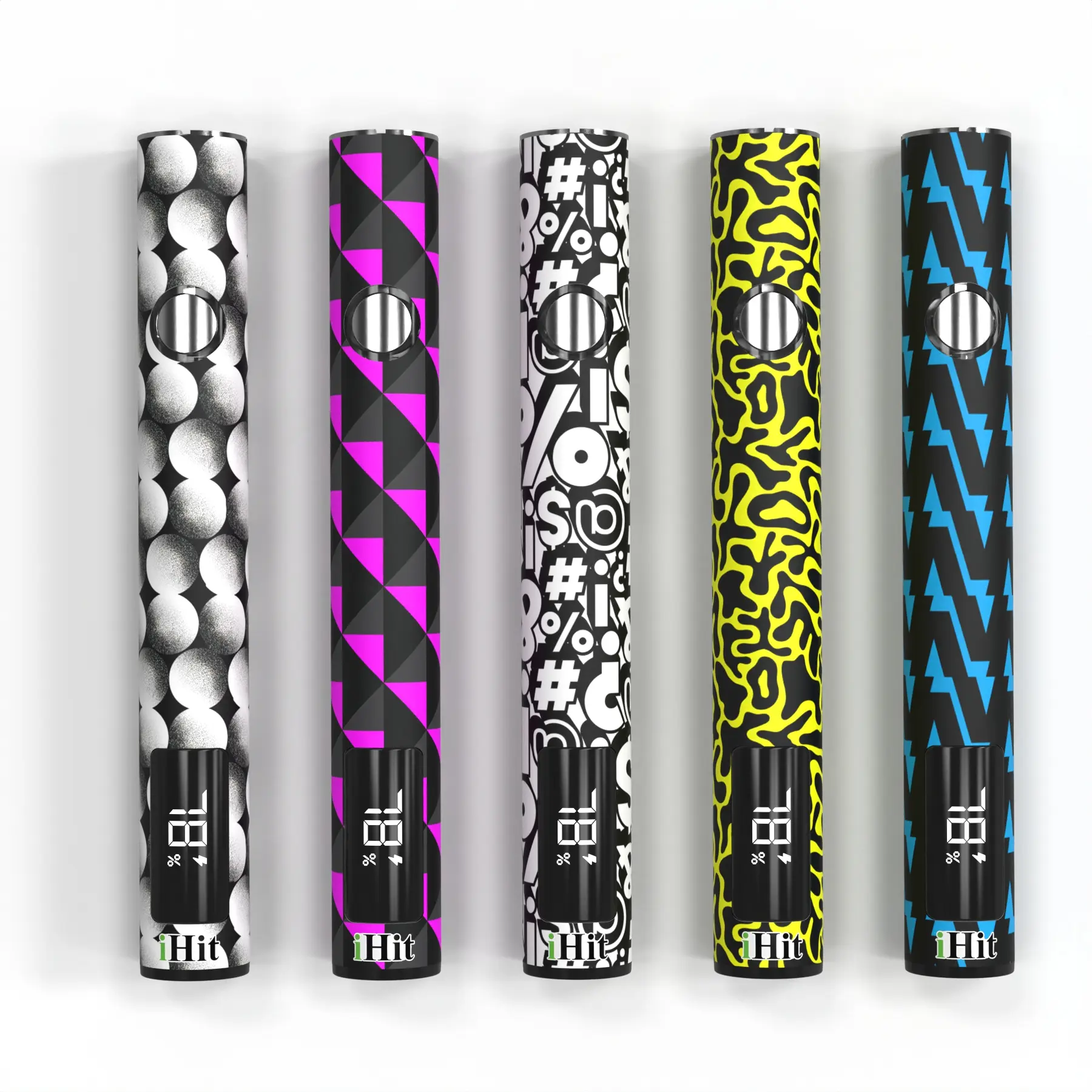 510 Thread Battery – Vivid Abstract 5 Designs (25ct) | USB-C Fast Charging & LED Screen