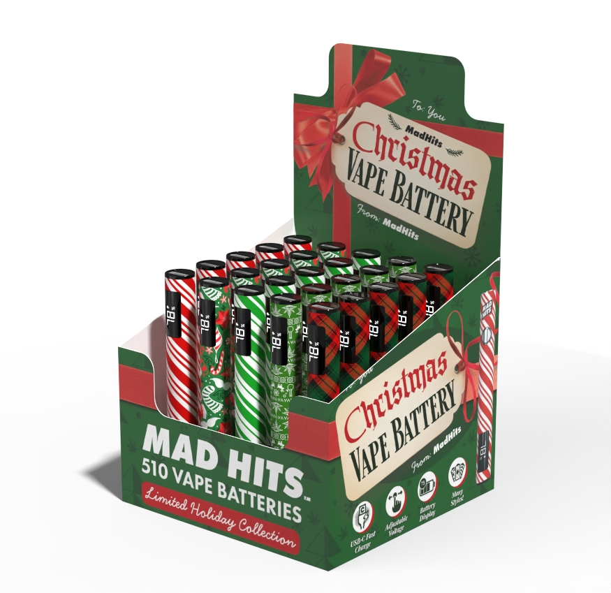 510 Vape Battery – Holiday Hits 5 Designs (25ct) | Mad Hits™