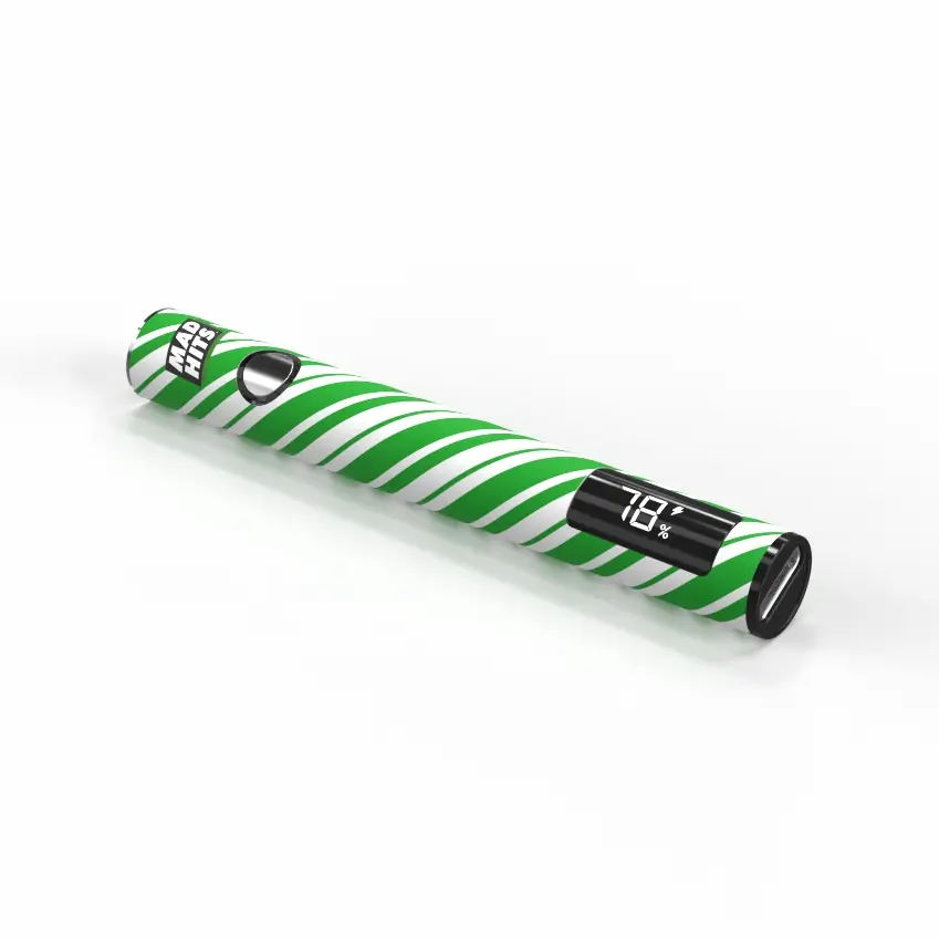 Christmas Candy Cane Green 510 Vape Battery Madhits